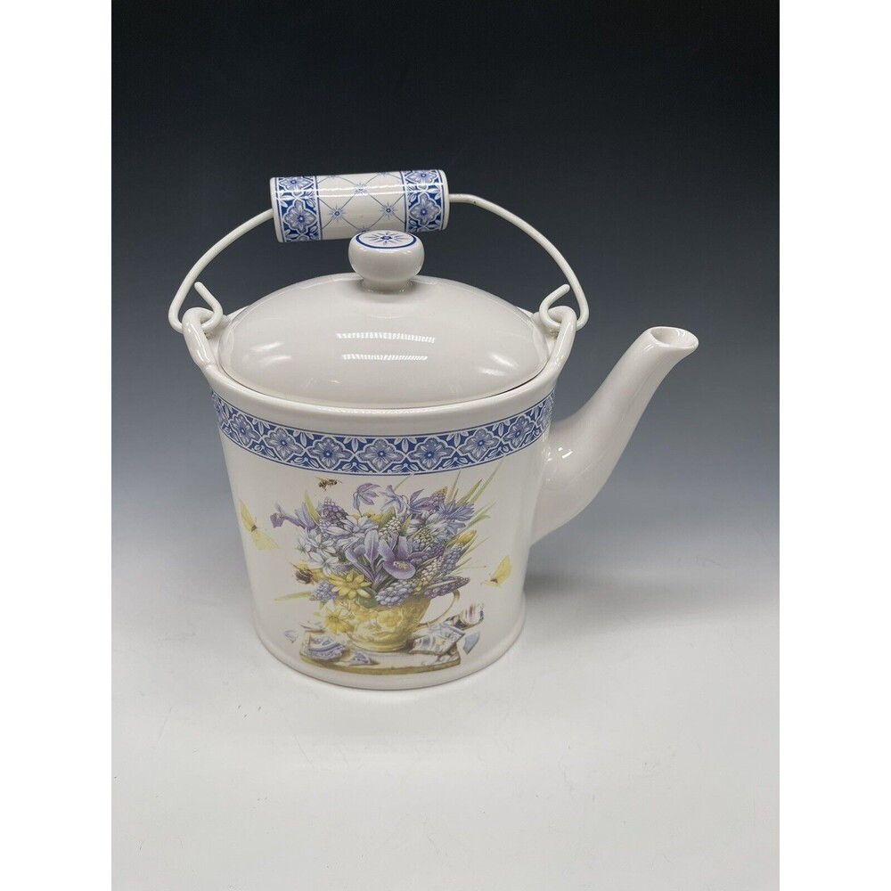 Hallmark Marjolein Bastin Nature's Sketchbook Watering Can Ceramic Teapot Signed